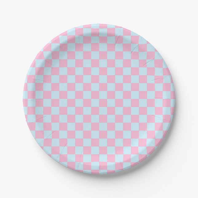 Cotton Candy Chequerboard Paper Plate (Front)