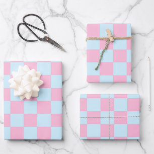 Cotton Candy Chequerboard Wrapping Paper Sheet