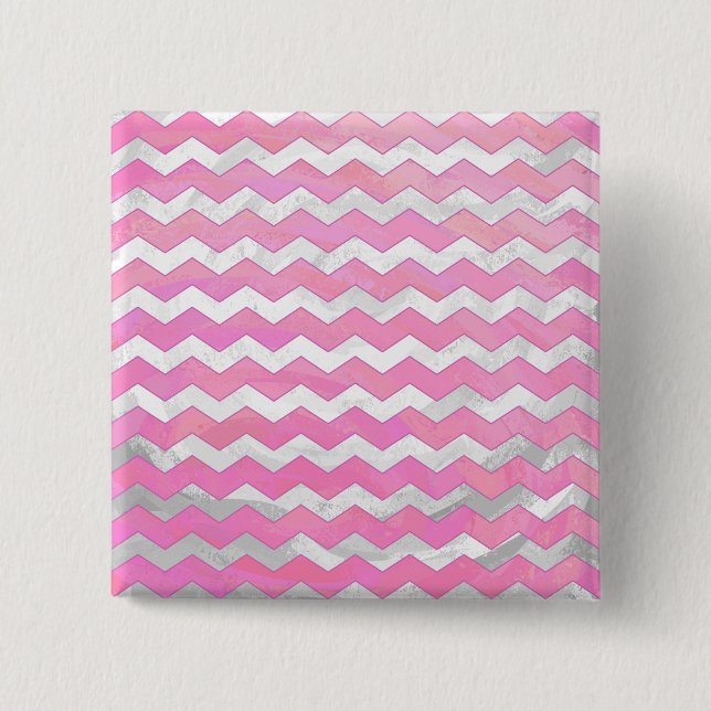 Cotton Candy Chevon Pattern 2 Inch Square Button (Front)