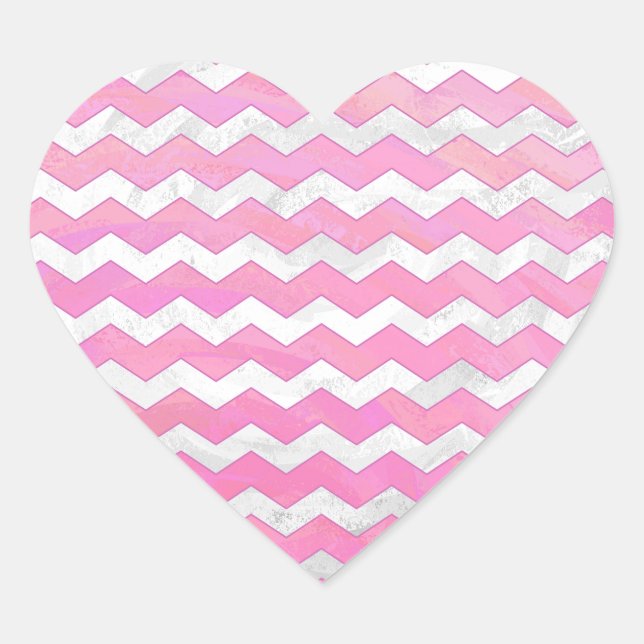 Cotton Candy Chevon Pattern Heart Sticker (Front)