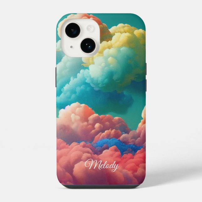 Cotton Candy Clouds Personalized iPhone Case (Back)
