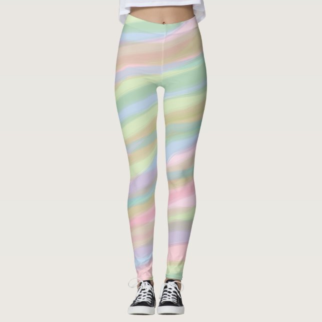 Cotton candy color striped Leggings (Front)