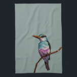 Cotton Candy Colour Bird Painting Kitchen Towel<br><div class="desc">This is a watercolor painting of a bird in cotton candy colours. It is perched on a branch.</div>