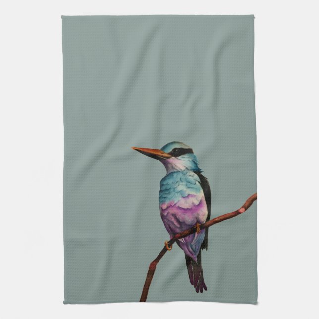 Cotton Candy Colour Bird Painting Kitchen Towel (Vertical)
