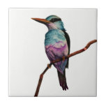 Cotton Candy Colour Bird Painting Tile<br><div class="desc">This is a watercolor painting of a bird in cotton candy colours. It is perched on a branch.</div>