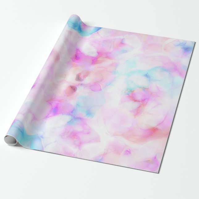 Cotton Candy Colours Watercolor Glam Birthday Part Wrapping Paper (Unrolled)
