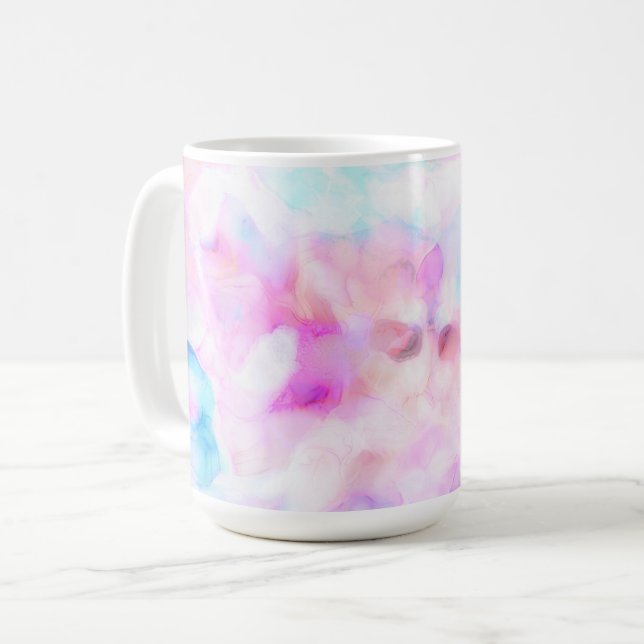 Cotton Candy Colours Watercolor Glam Coffee Mug (Front Left)