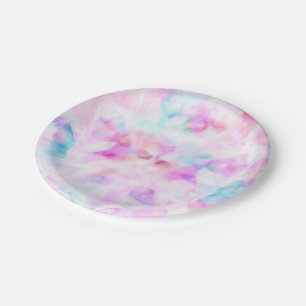Cotton Candy Colours Watercolor Glam Paper Plate