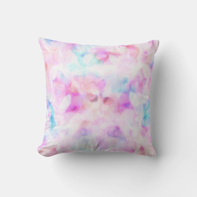 Cotton Candy Colours Watercolor Glam Throw Pillow (Front)