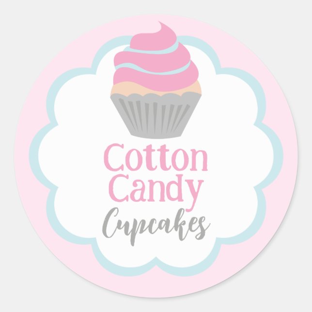 Cotton Candy Cupcake Scallop Label (Front)