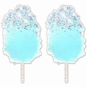 Cotton candy cute blue and silver glitter 