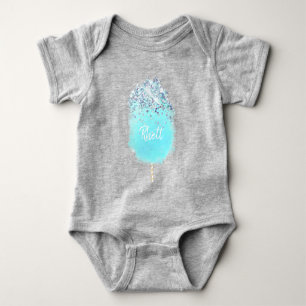 Cotton candy cute blue and silver glitter baby bodysuit