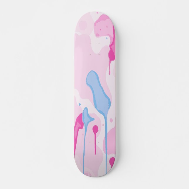 Cotton Candy Drip Aesthetic Paint Art Design Skateboard (Front)