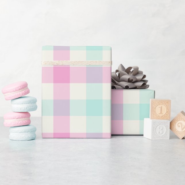 Cotton Candy Gingham - Wrapping Paper (Baby Shower)