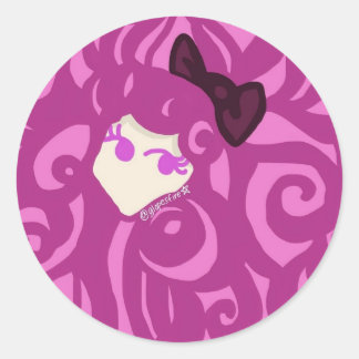 Cotton Candy Girl Classic Round Sticker