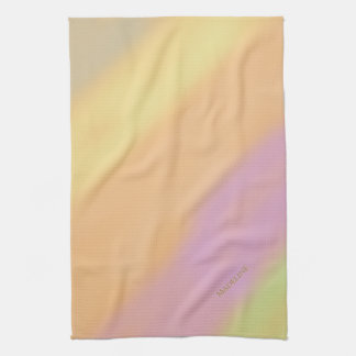 Cotton Candy Hues Pastel Stripes Name  Kitchen Towel