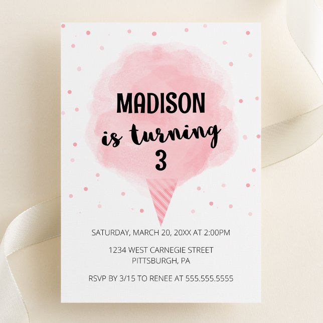 Cotton Candy Invitation de fête d'anniversaire (Créateur téléchargé)