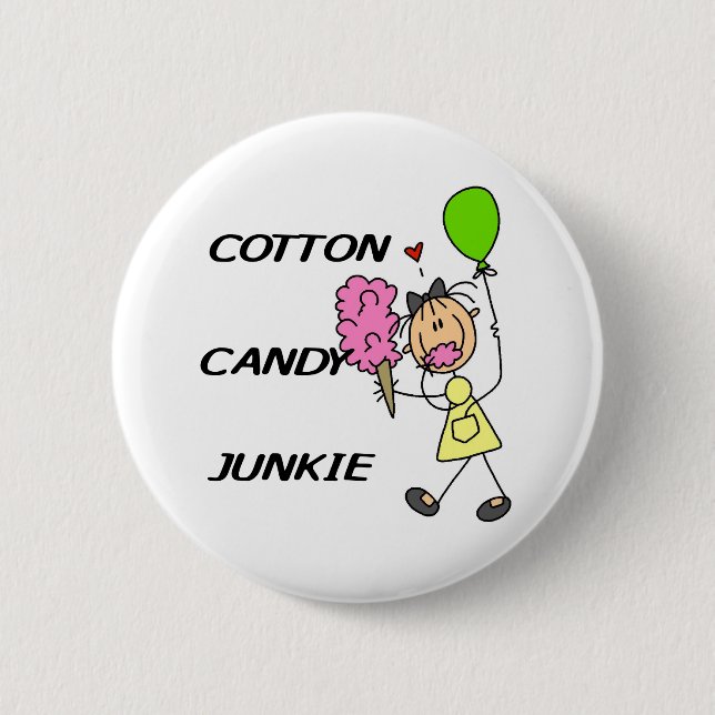 Cotton Candy Junkie 2 Inch Round Button (Front)