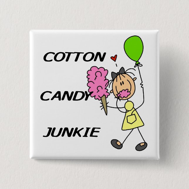 Cotton Candy Junkie Tshirts and Gifts 2 Inch Square Button (Front)