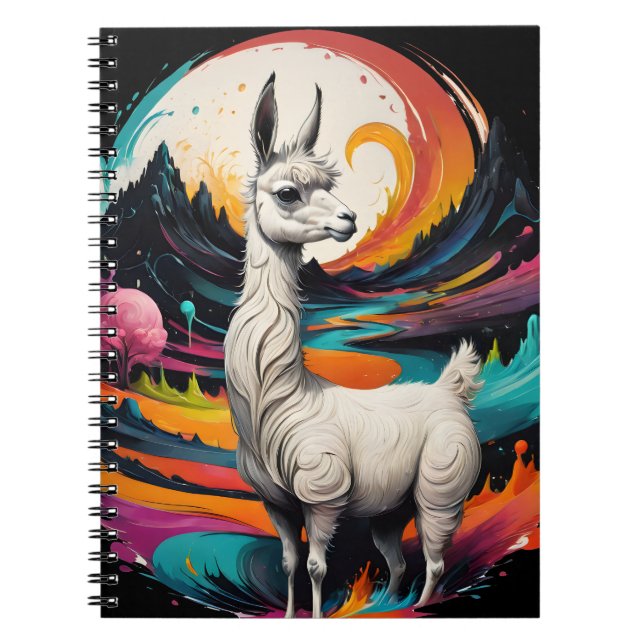 "Cotton Candy Llama" Art Spiral Notebook (Front)