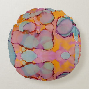 Cotton Candy Mirage Round Pillow