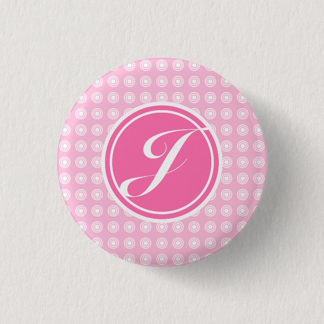 Cotton Candy Monogram 1 Inch Round Button (Front)