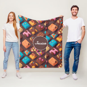 Cotton candy Mosaic Colorful Personalized Pattern Fleece Blanket