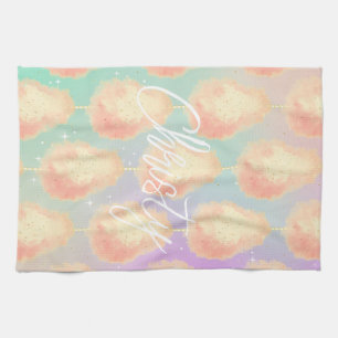 Cotton candy  outer space peach teal purple pastel kitchen towel