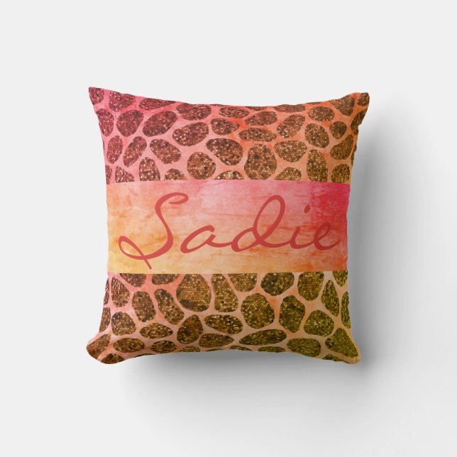 Cotton Candy Patchwork Animal Print Throw Pillow (Front)