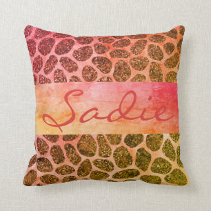 Cotton Candy Patchwork Animal Print Throw Pillow