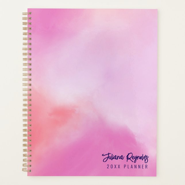Cotton Candy Pink Abstract Art Planner (Front)