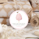 Cotton Candy Pink Birthday Party Favour Classic Round Sticker<br><div class="desc">Any Age Pink Glitter Cotton Candy Birthday Party Guest Thank you favour sticker tags These cute birthday favour sticker tags feature beautiful yummy, fluffy pink cotton candy with a glittery sugar dusting. These favour tags are ready to be personalized for your special day. Quickly and easily personalize with your own...</div>