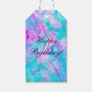 Cotton Candy Pink & Blue Watercolor Wash Stain Gift Tags