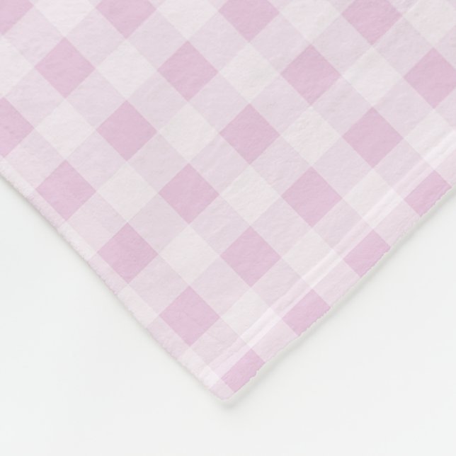 Cotton Candy Pink Gingham Fleece Blanket (Corner)