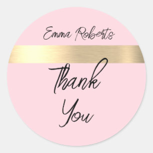 Cotton Candy Pink Gold Foil Rustic Faux  Classic Round Sticker