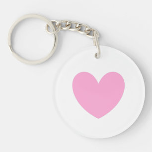 Cotton Candy Pink heart on white Keychain