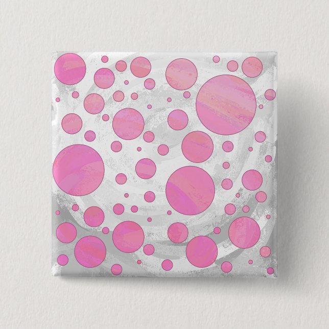 Cotton Candy Pink Polka Dot 2 Inch Square Button (Front)