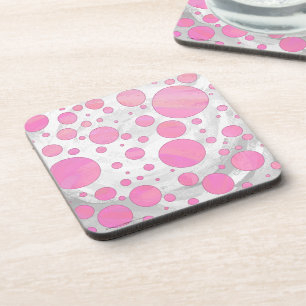 Cotton Candy Pink Polka Dot Coaster