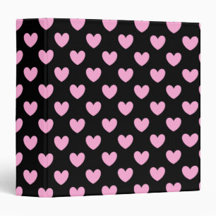 Cotton Candy Pink polka hearts on black Binder