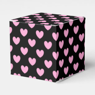 Cotton Candy Pink polka hearts on black Favor Box