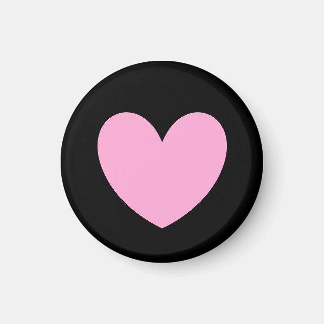Cotton Candy Pink polka hearts on black Magnet (Front)