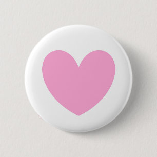 Cotton Candy Pink polka hearts on white 2 Inch Round Button