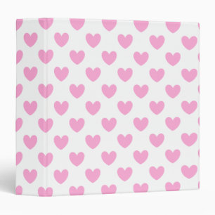 Cotton Candy Pink polka hearts on white Binder