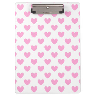 Cotton Candy Pink polka hearts on white Clipboard