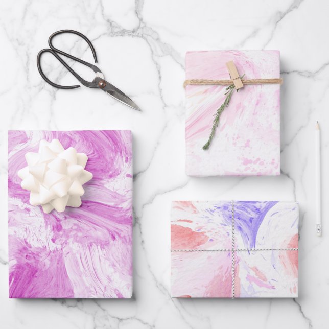 Cotton Candy Pink Purple Wrapping Paper Sheet (Front)