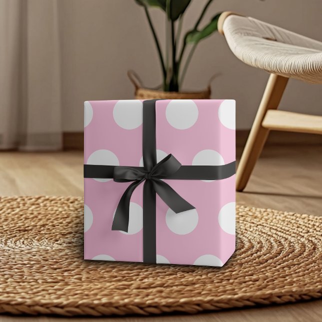 Cotton Candy Pink White Large Polka Dots Wrapping Paper (Creator Uploaded)