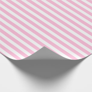 Cotton Candy Pink White Simple Horizontal Striped Wrapping Paper