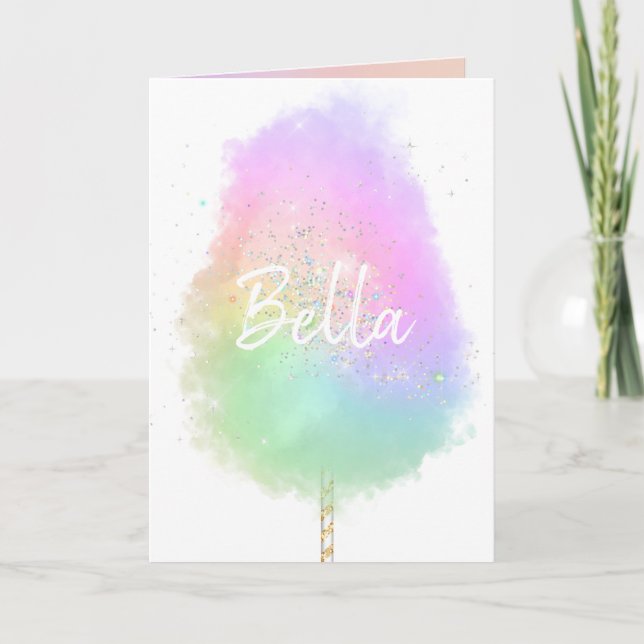 Cotton candy rainbow glitter cute card (Front)