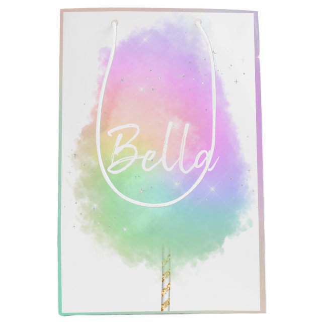 Cotton candy rainbow glitter cute  medium gift bag (Front)