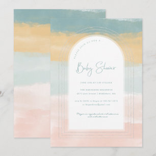 Cotton Candy Sky   Rainbow Baby Shower Invitation
